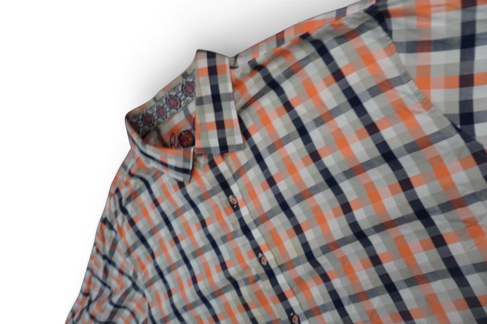 Robert Graham Shirt Mens 3XLT Plaid Short Sleeve Button Up Embroidered